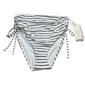 Alia Black and White Striped Bikini Bottom